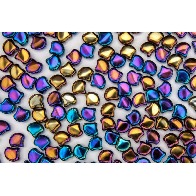 Matubo Ginko 7.5mm Czech Glass Beads - Jet White Iris