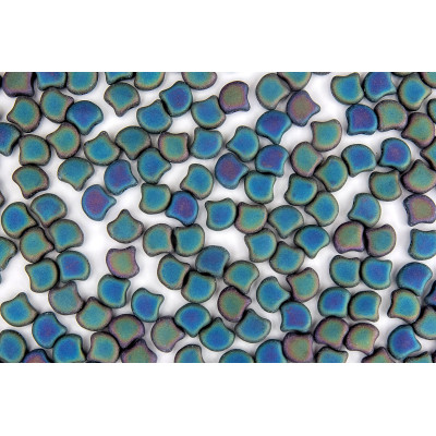 Matubo Ginko Beads 7.5mm Jet Green Iris Matte | Czech Glass