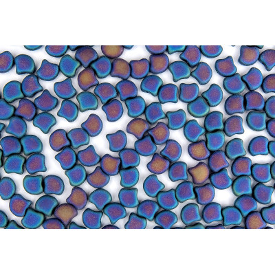 Matubo Ginko Beads 7.5mm Jet Blue Iris Mat | Two-Hole Czech Glass