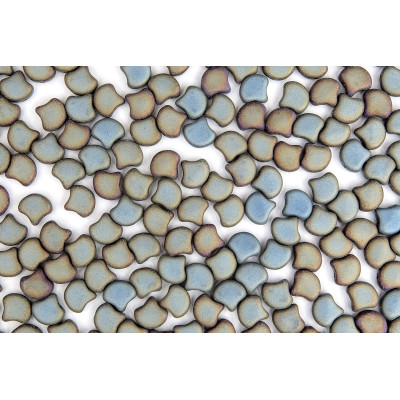 Matubo Ginko Beads 7.5mm Jet Brown Iris Mat - Czech Two-Hole Beads