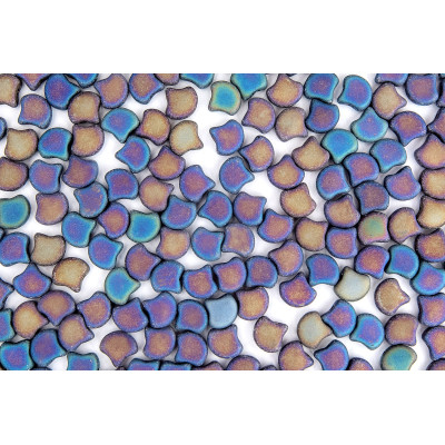 Matubo Ginko Beads 7.5mm Jet White Iris Mat - Czech Glass