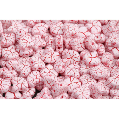 Matubo Ginko 2-Hole Beads - Ionic White/Red 7.5mm Czech Glass