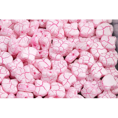 Matubo Ginko Beads 7.5mm Ionic White/Pink - 2-Hole Czech Glass