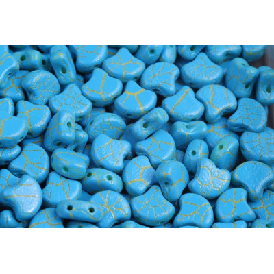 Matubo Ginko 2-Hole Beads - Ionic Blue/Yellow 7.5mm - Czech Glass