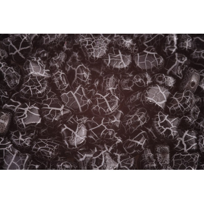 Matubo Ginko Beads 7.5mm Ionic Jet/White - Czech Glass Two-Hole