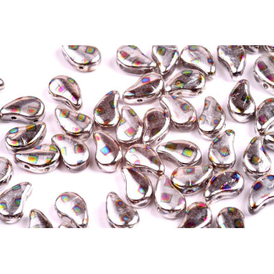 Paisley Duo 8x5 mm N. 98 JET SILVER RAINBOW CUBE