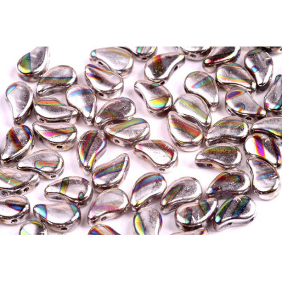 Paisley Duo 8x5 mm N. 100 JET SILVER RAINBOW LINE