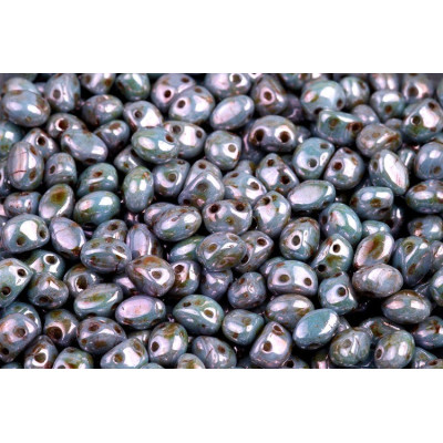 Preciosa Candy™ Oval N. 16 WHITE ALABASTER, PICASSO BLUE