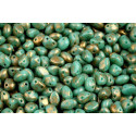 Preciosa Candy™ Oval N. 26 Opaque Turquoise Green Granite Gold