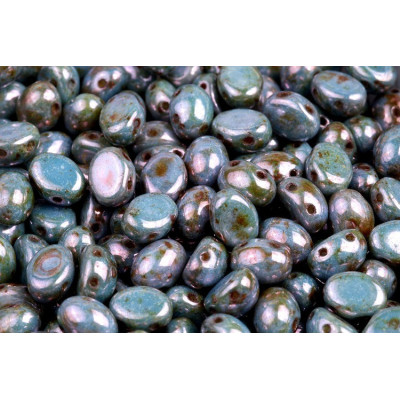 Preciosa Candy™ Oval N. 47 WHITE ALABASTER PICASSO BLUE