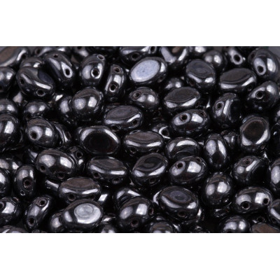 Preciosa Candy™ Oval N. 52 Black Opaque, White Luster