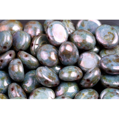 Preciosa Candy™ Oval 10x12 N. 79 WHITE ALABASTER PICASSO BLUE