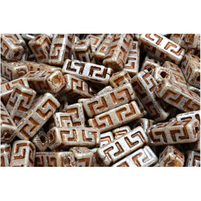 Celtic Block N. 14 White Alabaster Cream Matte/ Brown Decor 