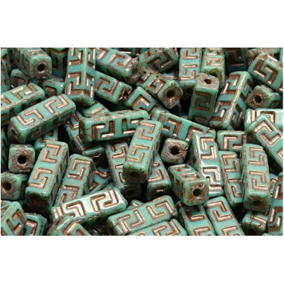 Celtic Block N. 38 TURQUOISE GREEN RED LUSTER/Antique Copper