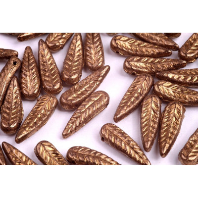 Bird Feather Beads N. 8 JET GOLD BRONZE