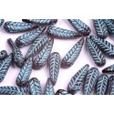 Bird Feather Beads N. 11 JET/Light Blue Painted