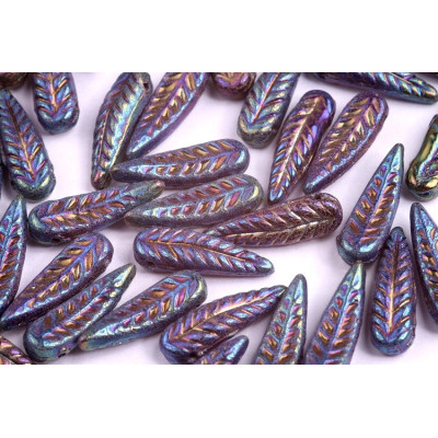 Bird Feather Beads N. 13 JET WHITE IRIS