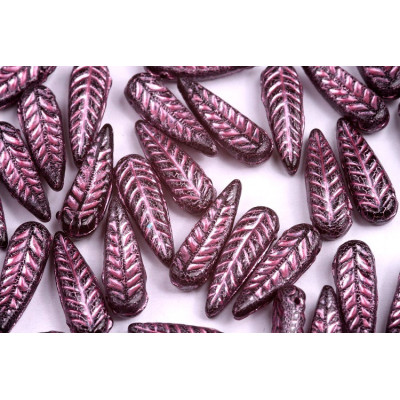 Bird Feather Beads N. 18 Black Opaque Pink Painted