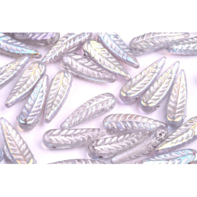 Bird Feather Beads N. 19 CRYSTAL AB/Grey 
