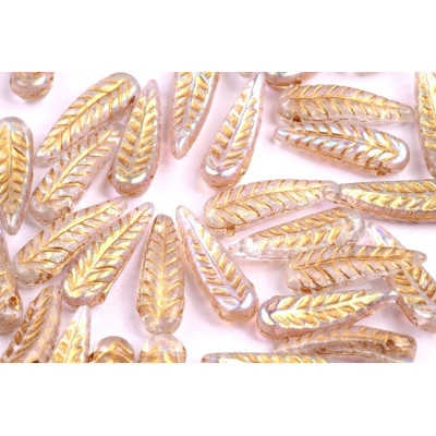 Bird Feather Beads N. 20 CRYSTAL AB/GOLD