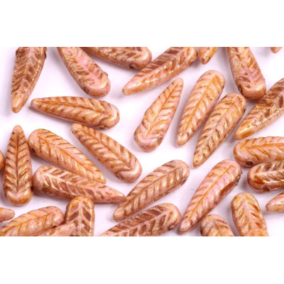 Bird Feather Beads N. 27 WHITE ALABASTER TRAVERTIN RED