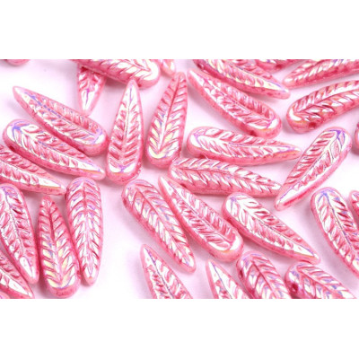 Bird Feather Beads N. 35 Alabaster Opal Ab Fuchsia Decor