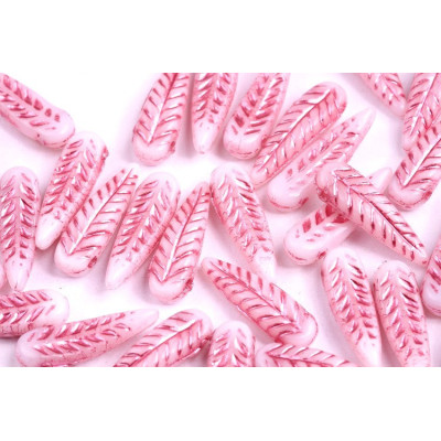 Bird Feather Beads N. 37 Alabaster Opal Pink Painted