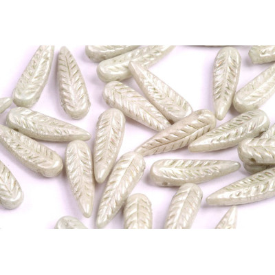 Bird Feather Beads N. 40 WHITE ALABASTER LIGHT GREEN LUSTER