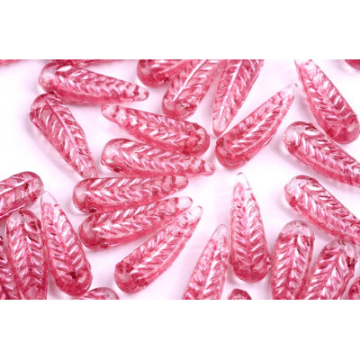 Bird Feather Beads N. 43 CRYSTAL/Pink Painted