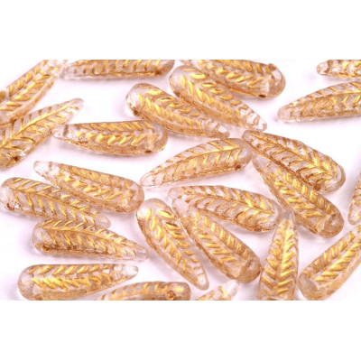 Bird Feather Beads N. 44 CRYSTAL/GOLD
