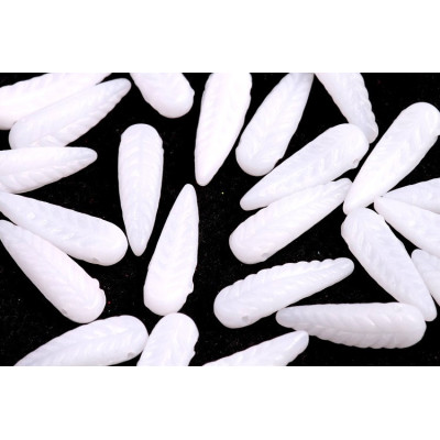 Bird Feather Beads N. 63 White Alabaster MAT Opal Ab