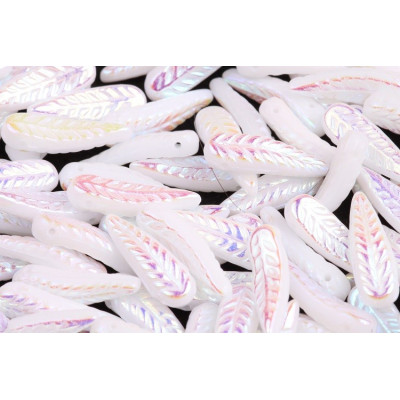 Bird Feather Beads N. 65 Alabaster Opal Ab Fuchsia Decor