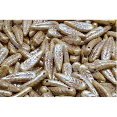 Bird Feather Beads N. 71 OPAQUE IVORY SPOTTED