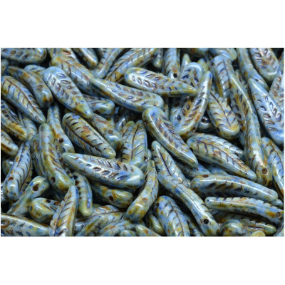 Bird Feather Beads N. 75 OPAQUE BLUE/GREEN SPOTTED