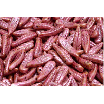 Bird Feather Beads N. 77 OPAQUE ROSE SPOTTED