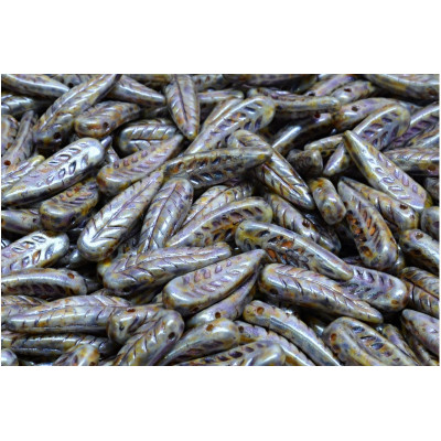 Bird Feather Beads N. 79 OPAQUE GREY SPOTTED