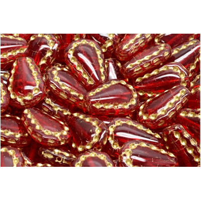 Lacy Tear Beads N. 3434 RUBY/GOLD