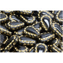 Lacy Tear Beads N. 3442 Black Opaque,Gold Painted