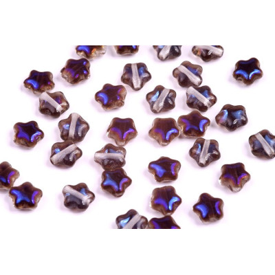 Czech Glass Flat Star Beads 6x6mm Crystal Azuro 00030/22201