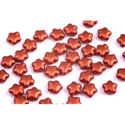 Flat Star Beads 6x6mm Crystal Bronze Fire Red 01750 | Czech Glass