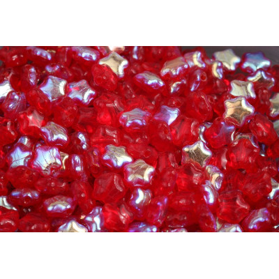 Flat Star Beads 6x6mm Ruby AB 90080-28701 | Rutkovsky Czech Glass