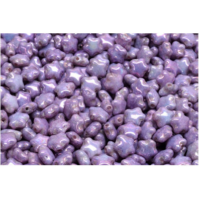 Czech Glass Flat Star Beads 6x6mm Lilac Nebula 02010-15001 | 30pcs