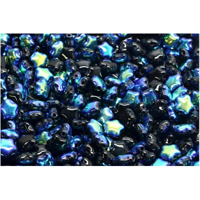 Flat Star Beads 6x6mm Jet AB 23980-28701 | Czech Glass Beads