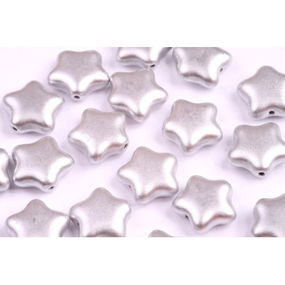 Flat Star Beads 12x12mm Silver Aluminum 00030/01700 | Glass