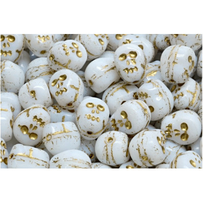 Skull Beads N. 3395 WHITE ALABASTER/GOLD