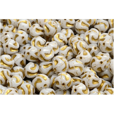Yarn Ball Beads N. 9 WHITE ALABASTER/GOLD