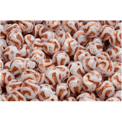 Yarn Ball Beads N. 10 WHITE ALABASTER/COPPER