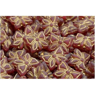 Butterfly Beads N. 2874 RUBY MAT/GOLD