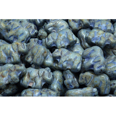 Elephant Beads N. 1716 OPAQUE BLUE/GREEN SPOTTED