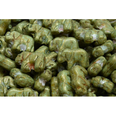 Elephant Beads N. 1717 OPAQUA GREEN SPOTTED